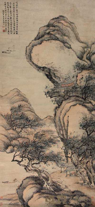 罗聘（款） 山水 立轴 132×61cm